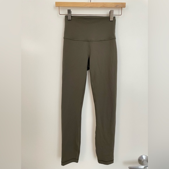 Lululemon Wunder Train Crop Leggings Dark Olive - Picture 6 of 16